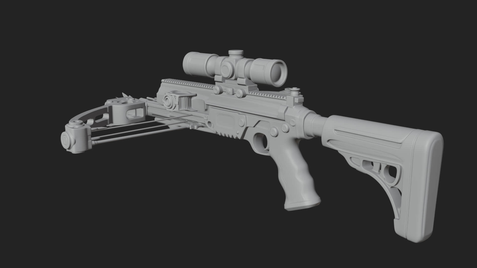 Tactical Scoped Crossbow Model Design 6 3D Print Model 3D Model