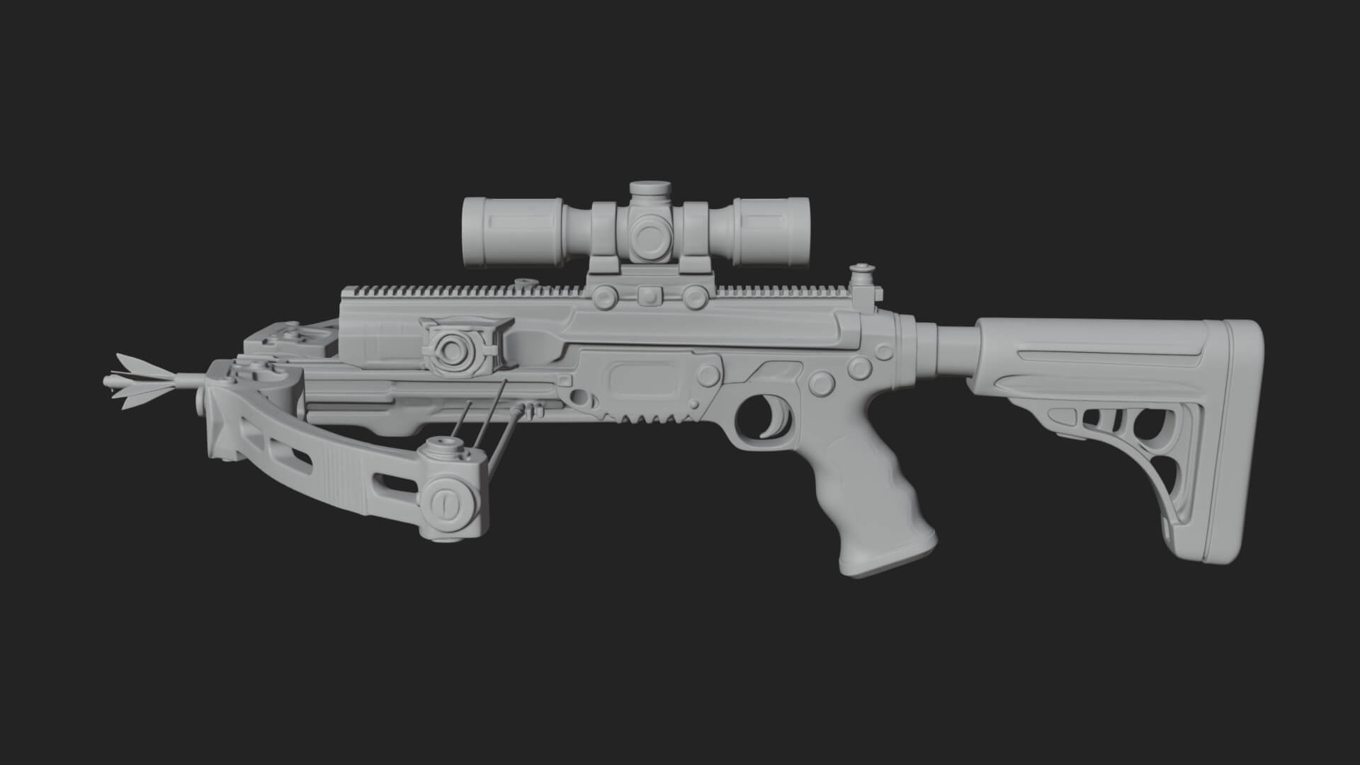 Tactical Scoped Crossbow Model Design 6 3D Print Model 3D Model
