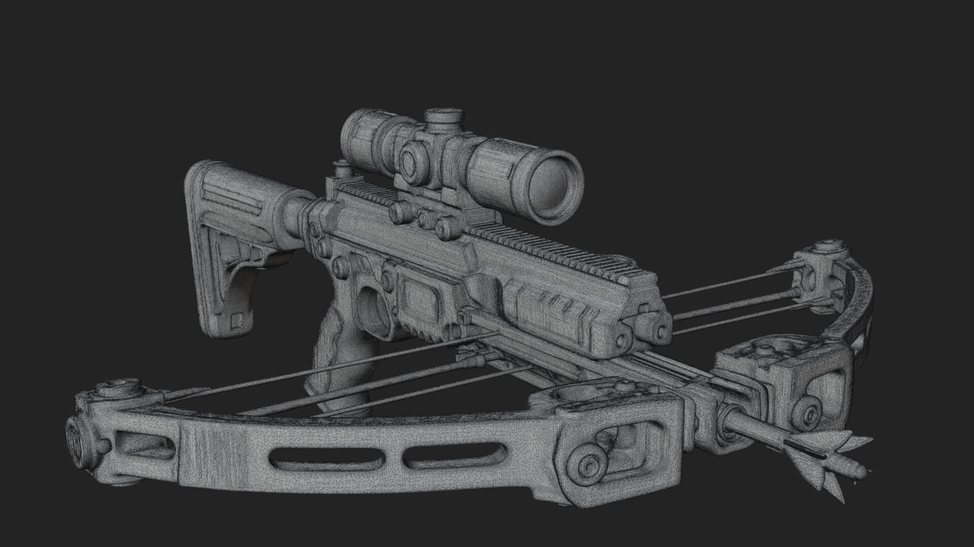 Tactical Scoped Crossbow Model Design 6 3D Print Model 3D Model