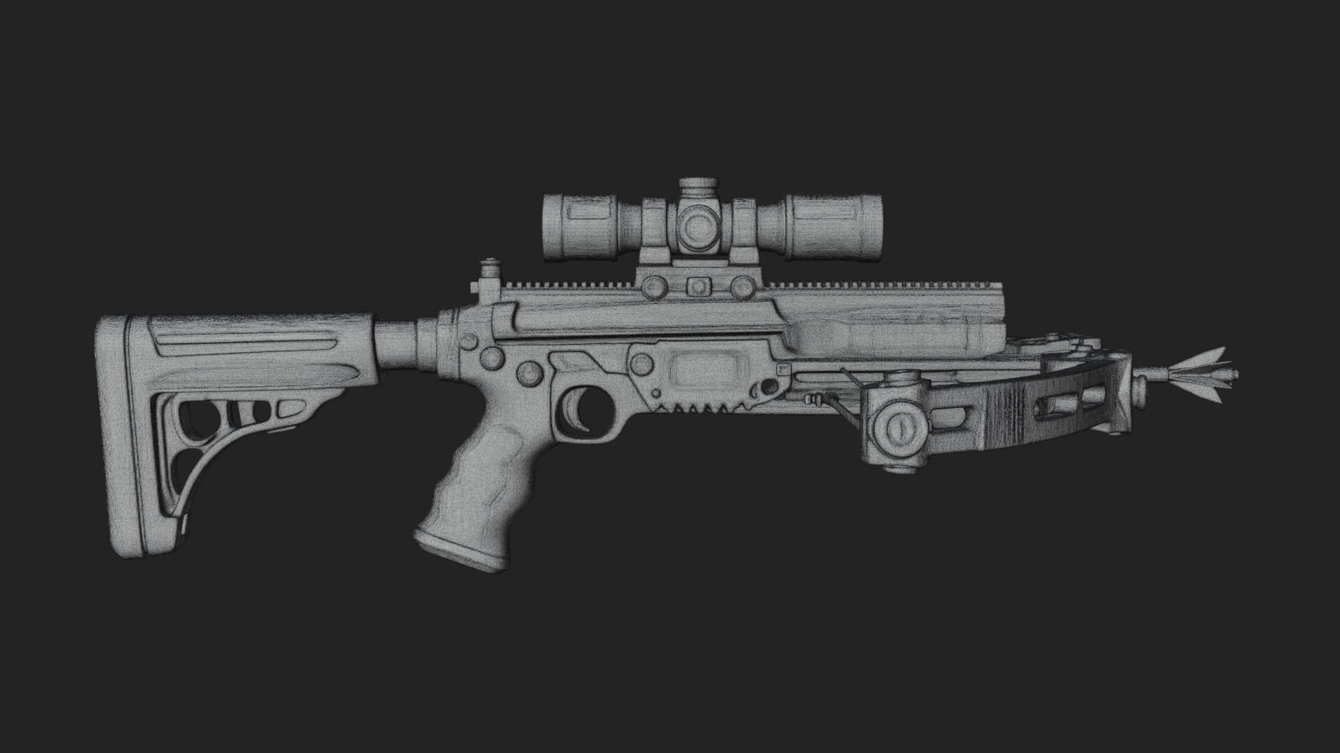 Tactical Scoped Crossbow Model Design 6 3D Print Model 3D Model
