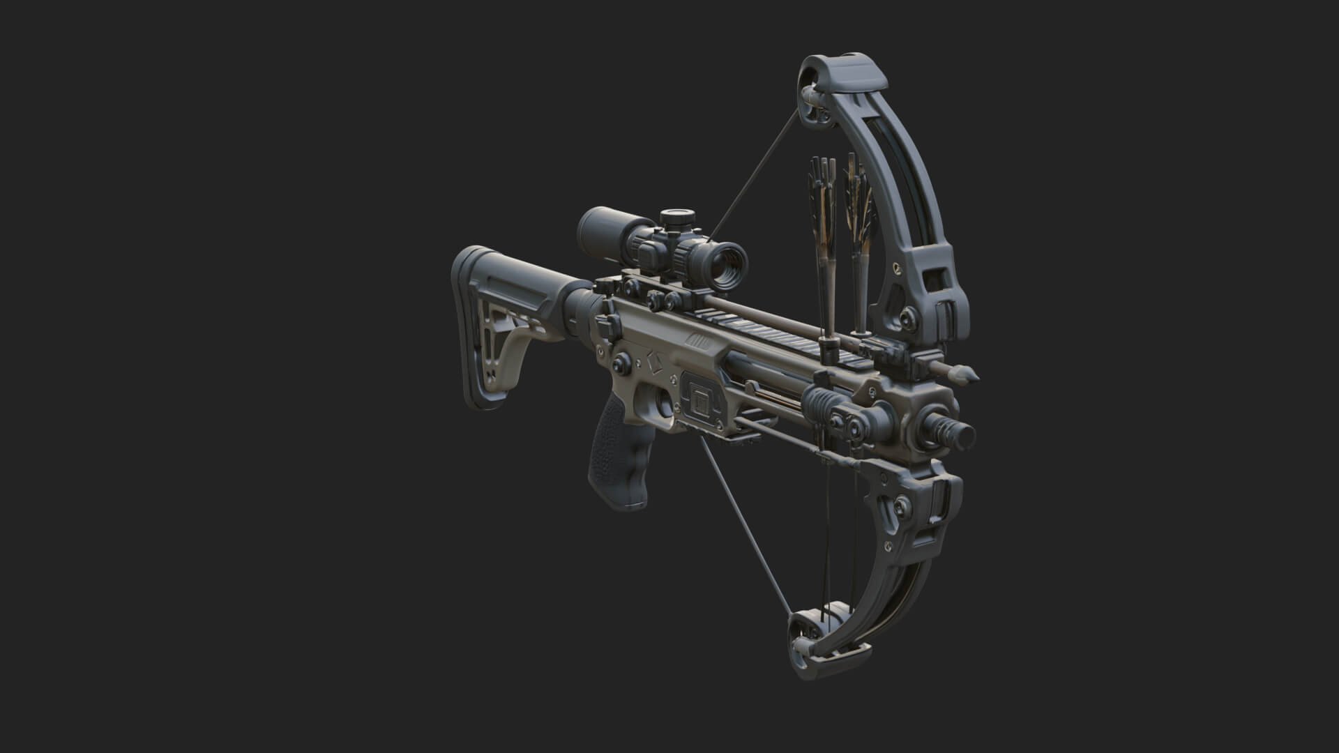 Tactical Scoped Crossbow Model Design 7 3D Print Model 3D Model