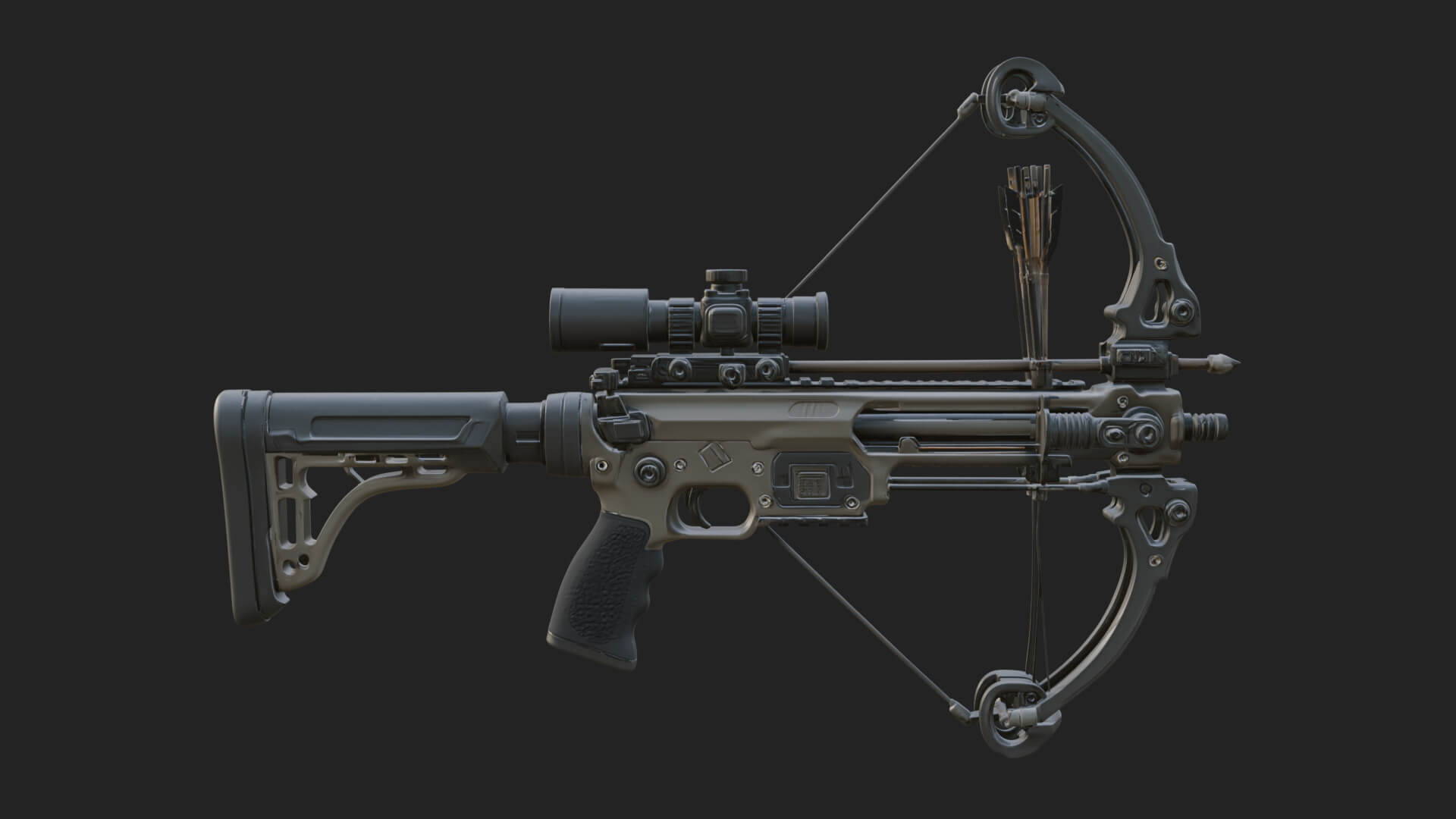 Tactical Scoped Crossbow Model Design 7 3D Print Model 3D Model