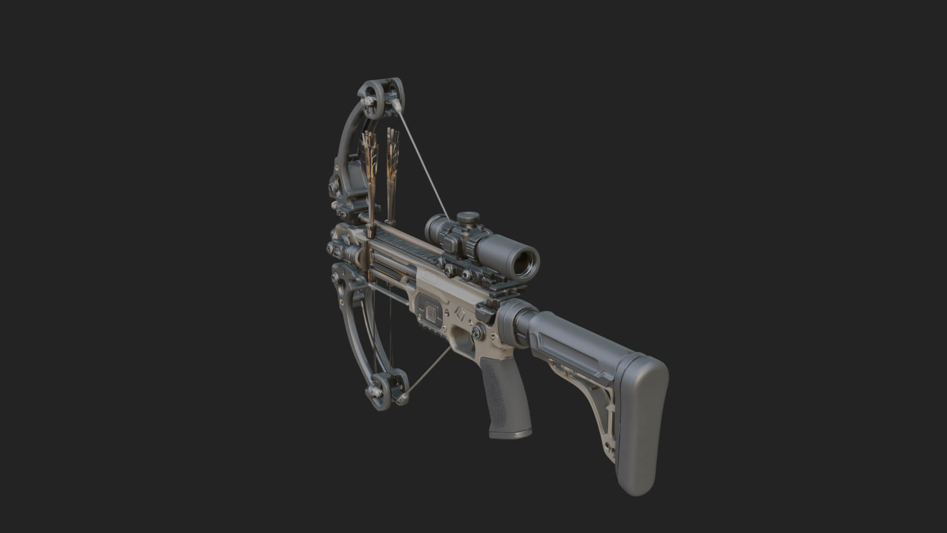 Tactical Scoped Crossbow Model Design 7 3D Print Model 3D Model