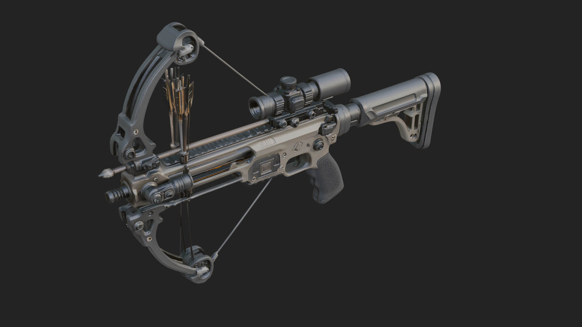 Tactical Scoped Crossbow Model Design 7 3D Print Model 3D Model