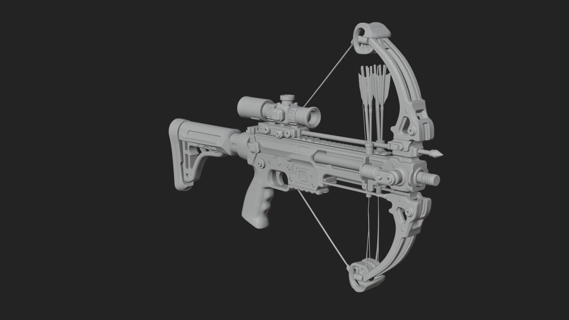 Tactical Scoped Crossbow Model Design 7 3D Print Model 3D Model