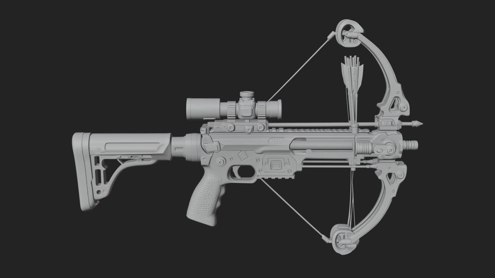Tactical Scoped Crossbow Model Design 7 3D Print Model 3D Model