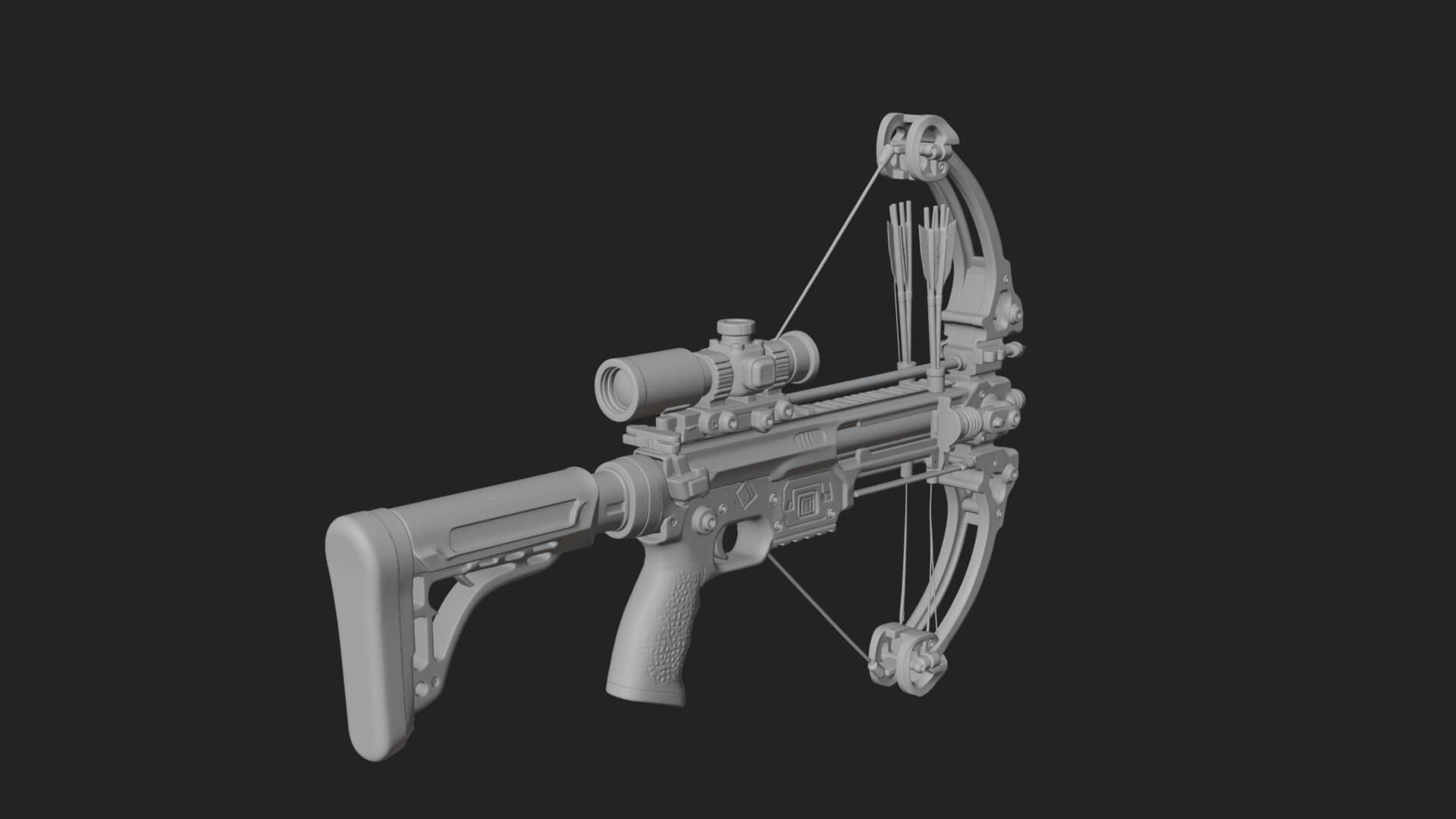 Tactical Scoped Crossbow Model Design 7 3D Print Model 3D Model