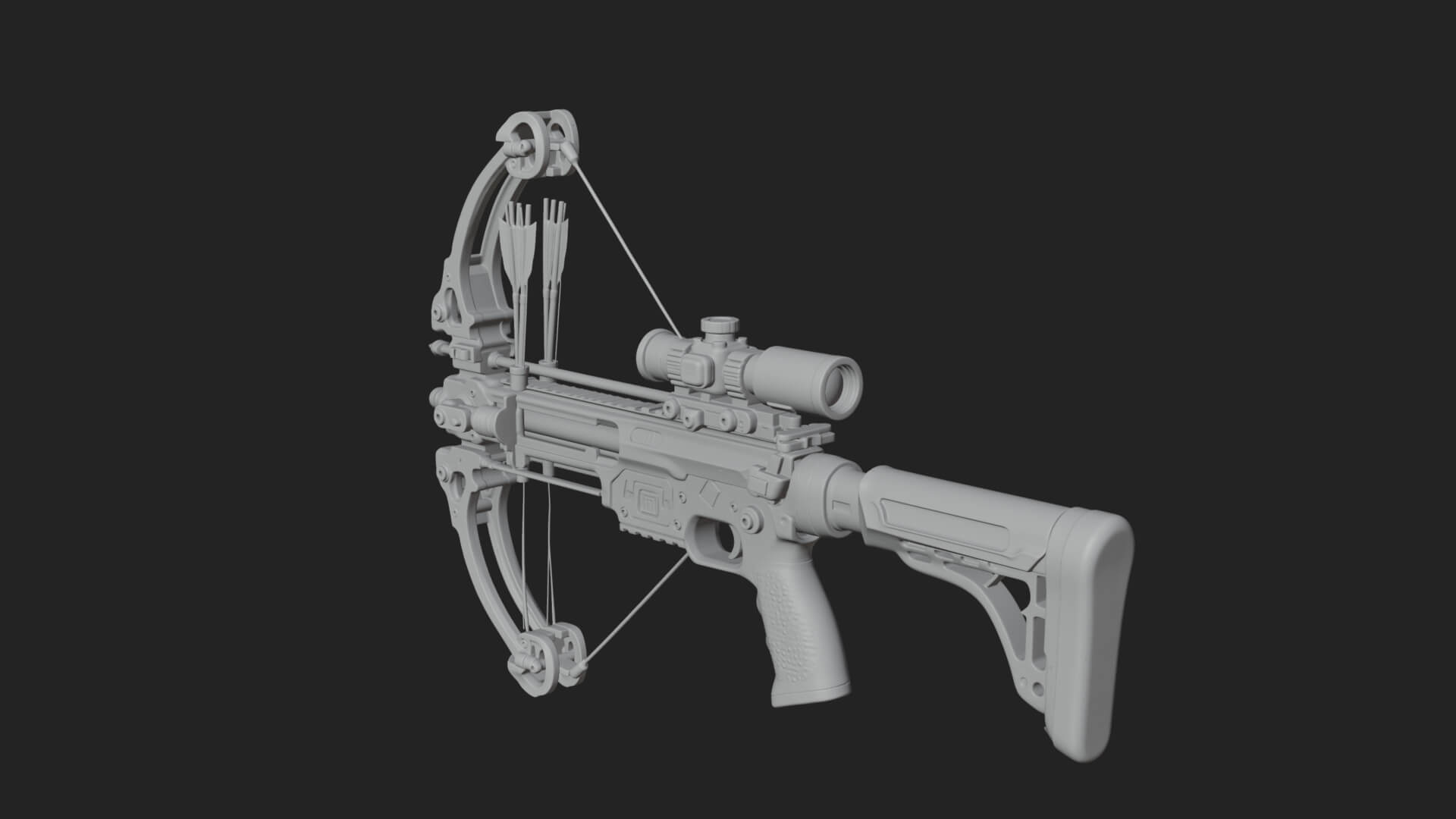 Tactical Scoped Crossbow Model Design 7 3D Print Model 3D Model