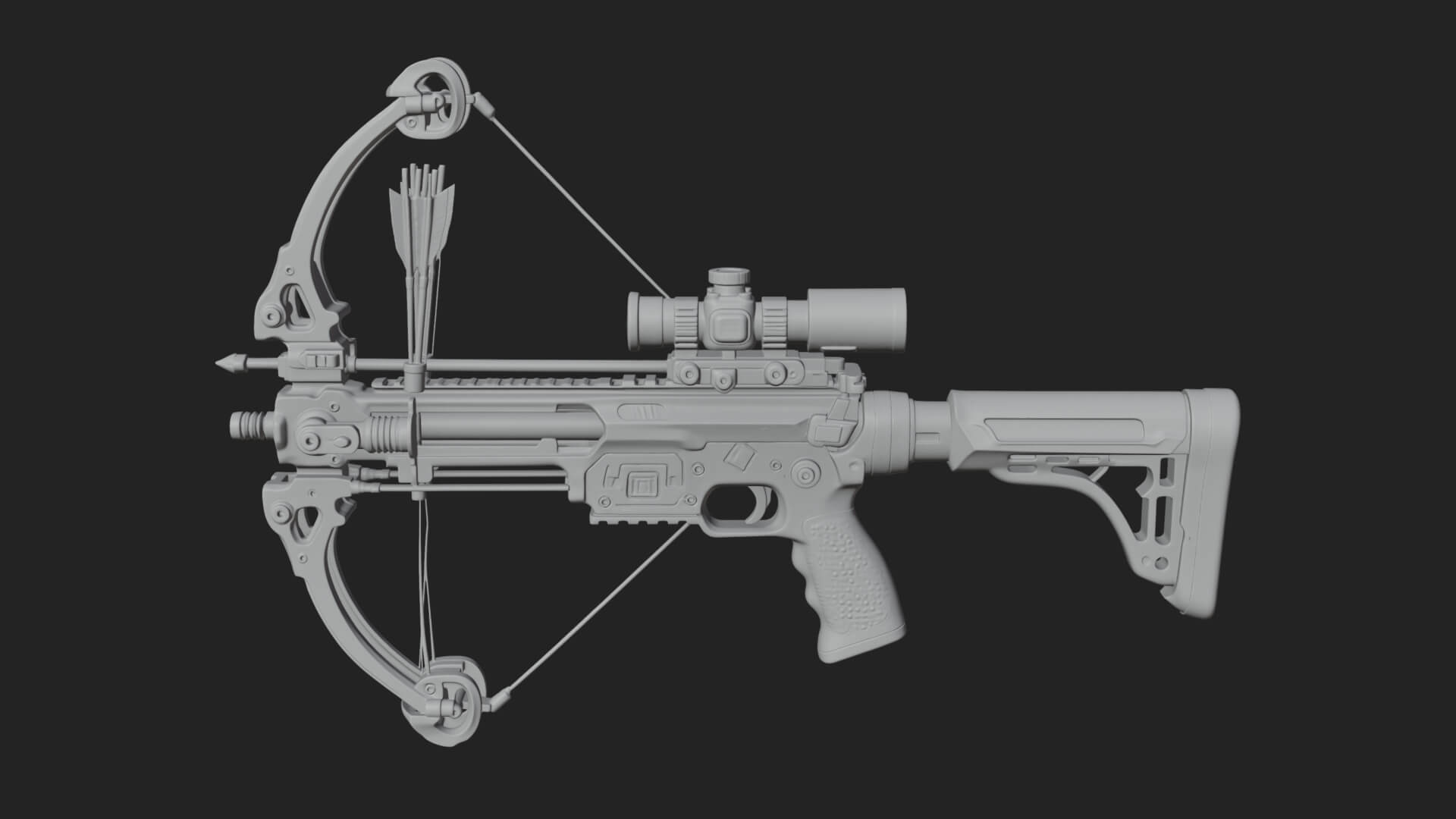 Tactical Scoped Crossbow Model Design 7 3D Print Model 3D Model