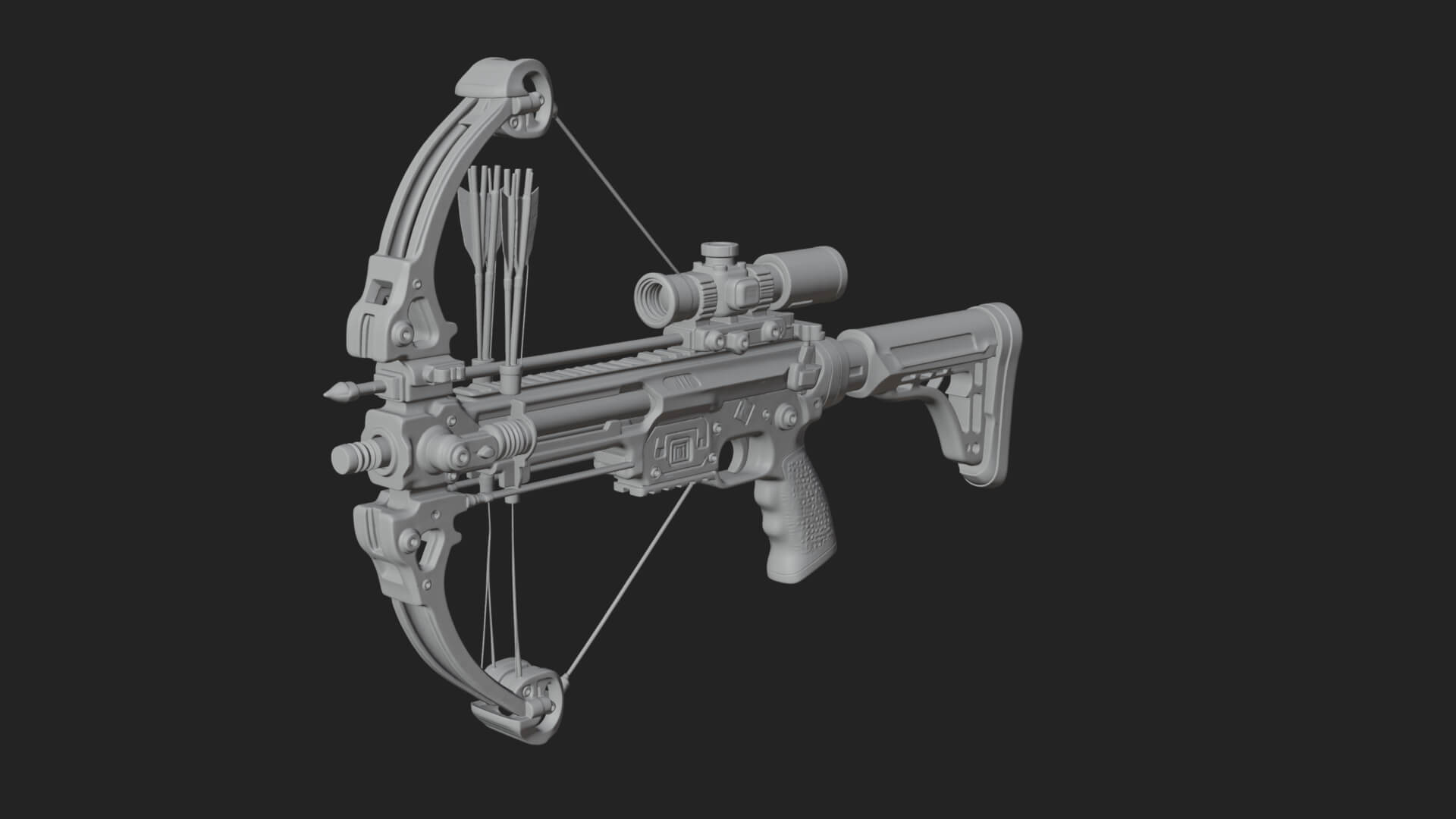 Tactical Scoped Crossbow Model Design 7 3D Print Model 3D Model