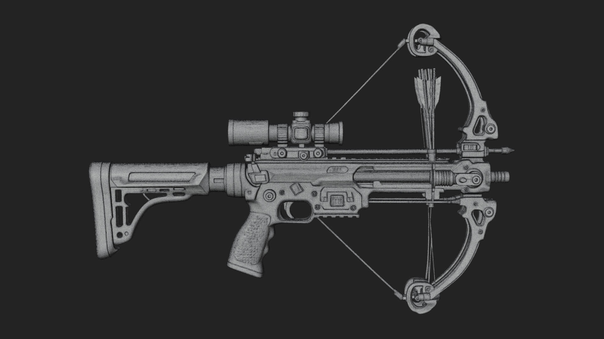 Tactical Scoped Crossbow Model Design 7 3D Print Model 3D Model