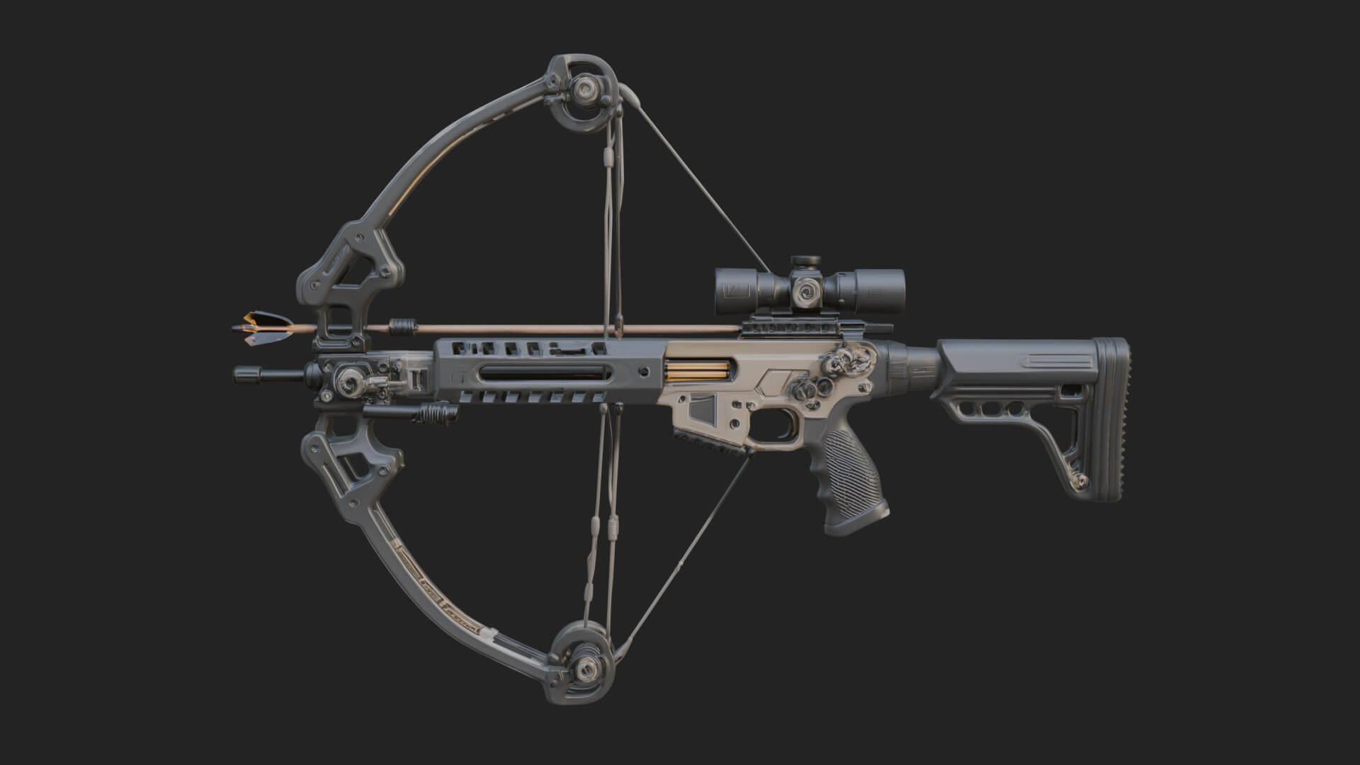 Tactical Scoped Crossbow Model Design 8 3D Print Model 3D Model