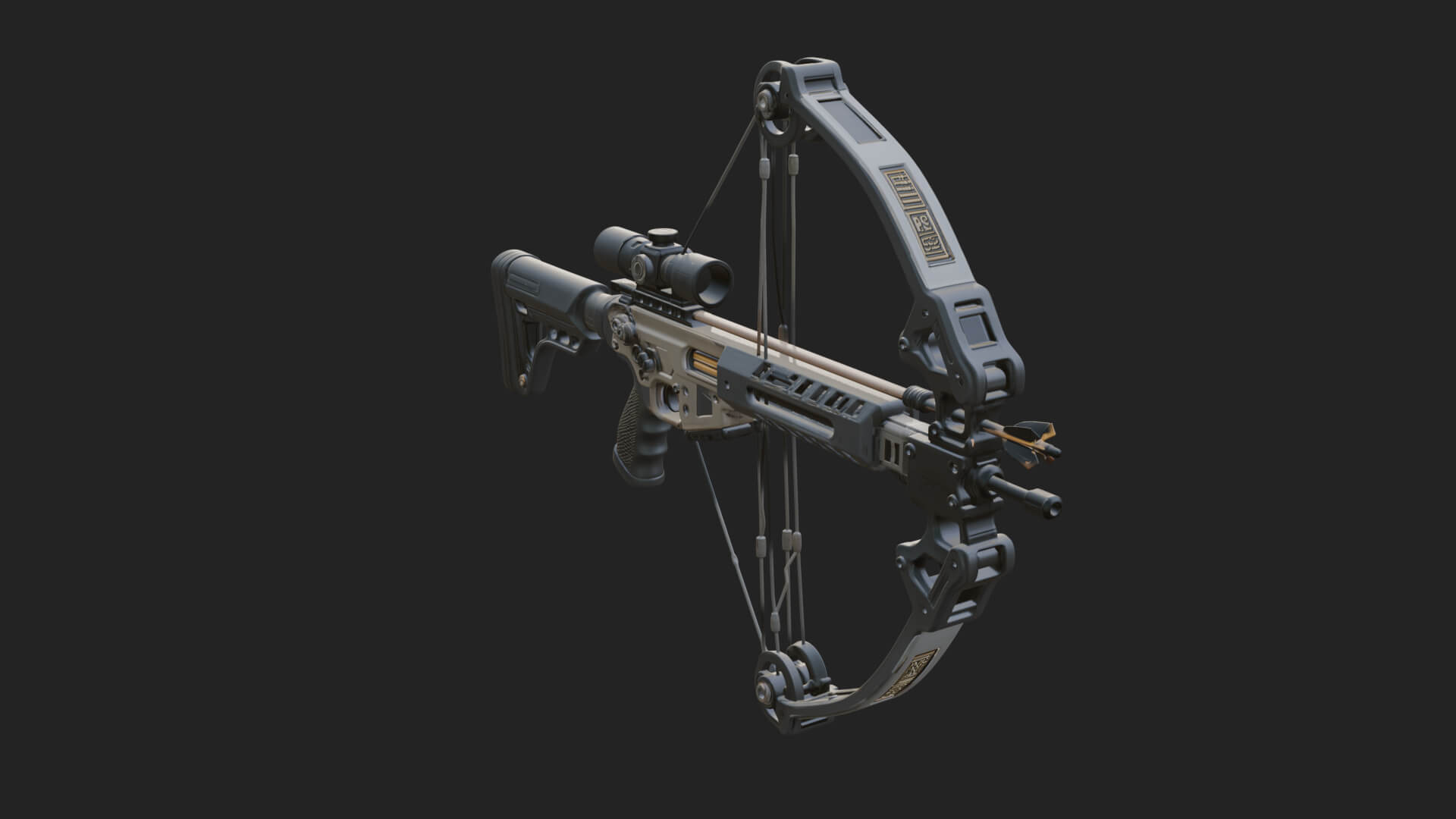 Tactical Scoped Crossbow Model Design 8 3D Print Model 3D Model