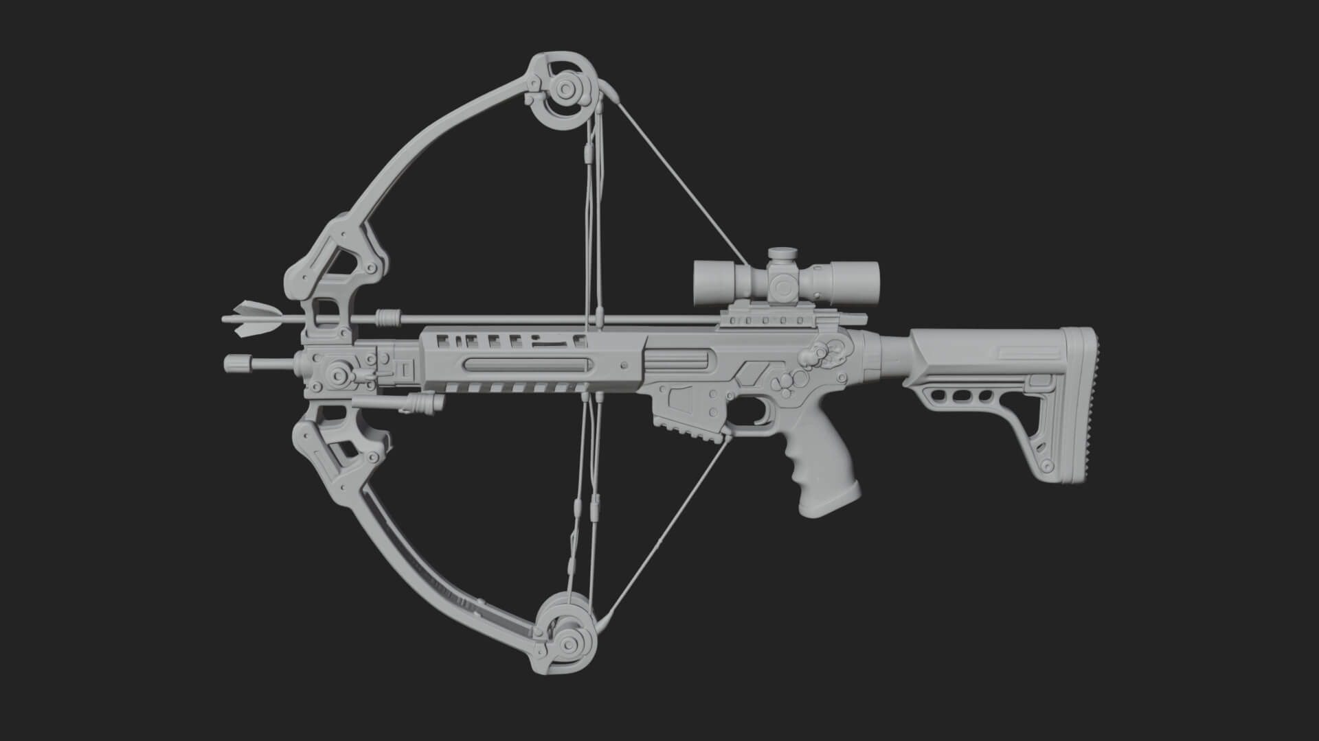 Tactical Scoped Crossbow Model Design 8 3D Print Model 3D Model