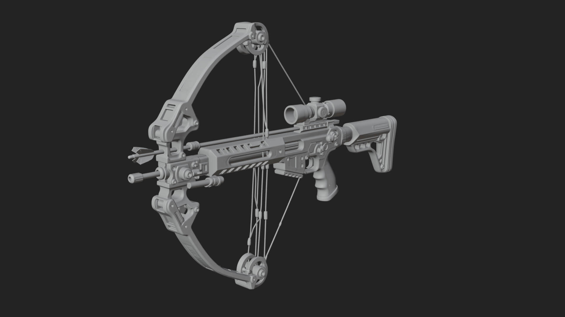 Tactical Scoped Crossbow Model Design 8 3D Print Model 3D Model