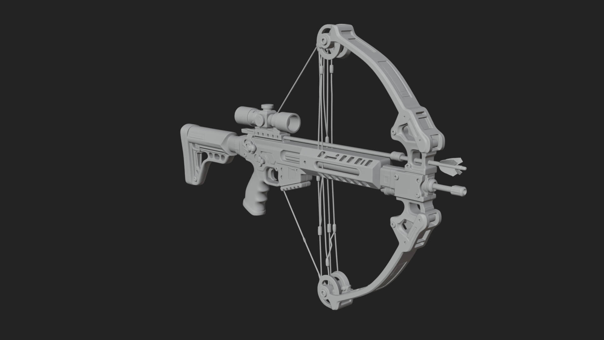 Tactical Scoped Crossbow Model Design 8 3D Print Model 3D Model