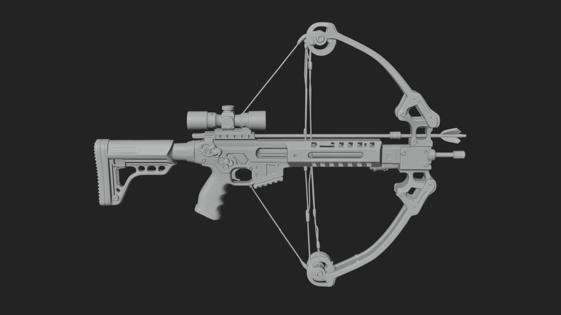 Tactical Scoped Crossbow Model Design 8 3D Print Model 3D Model