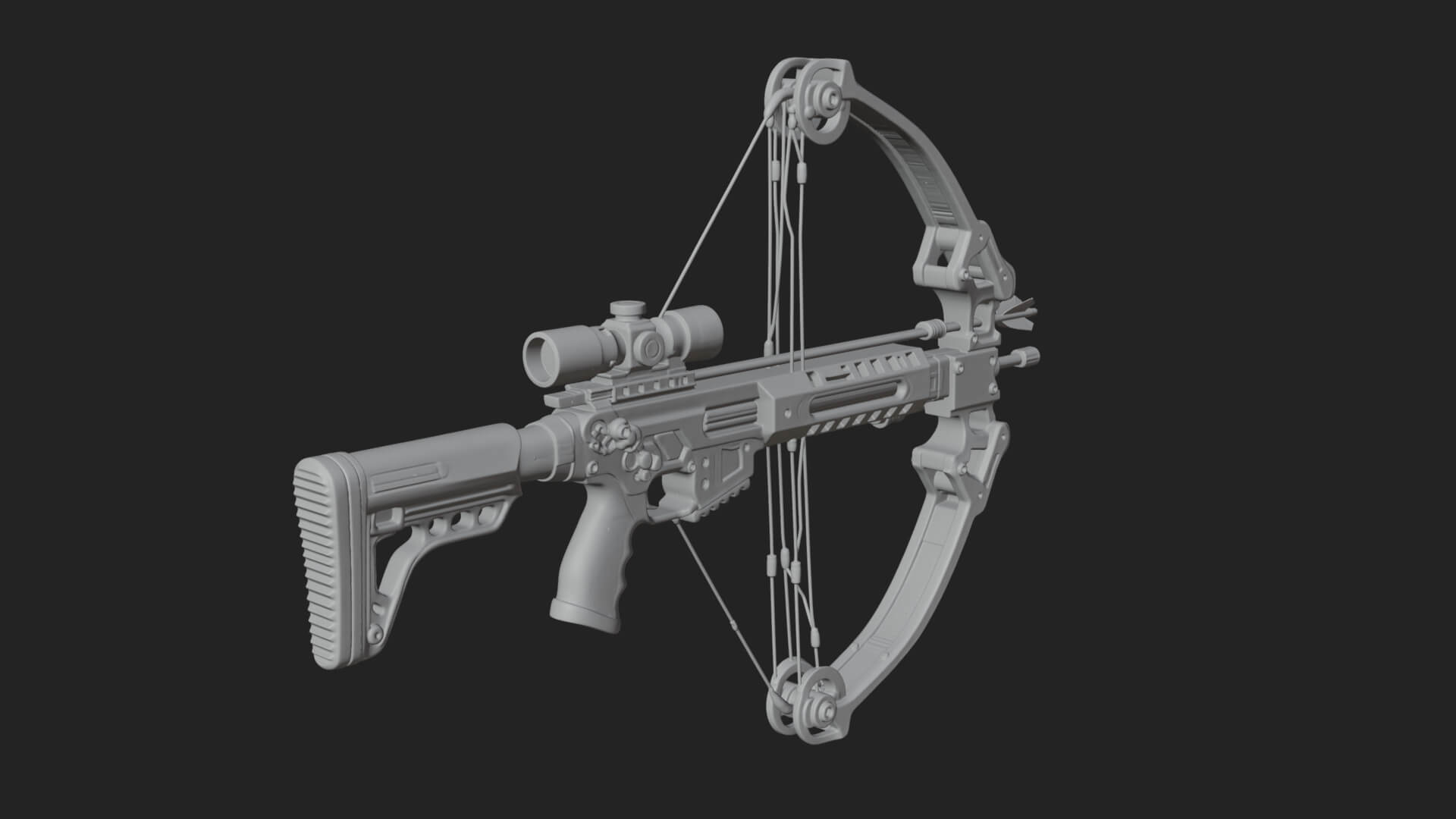 Tactical Scoped Crossbow Model Design 8 3D Print Model 3D Model