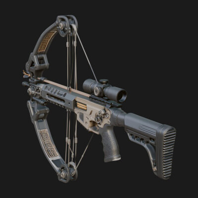 Tactical Scoped Crossbow Model Design 8 3D Print Model