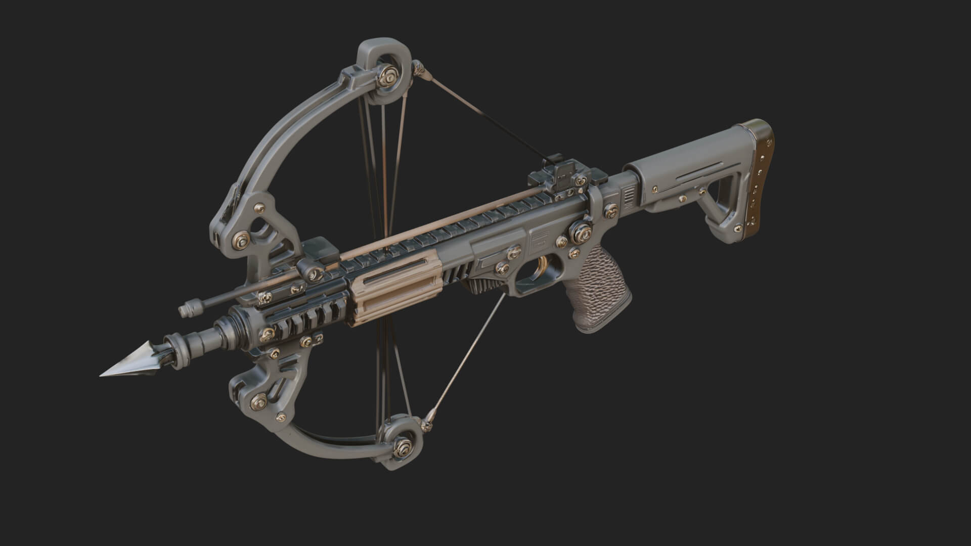 Tactical Scoped Crossbow Model Design 9 3D Print Model 3D Model