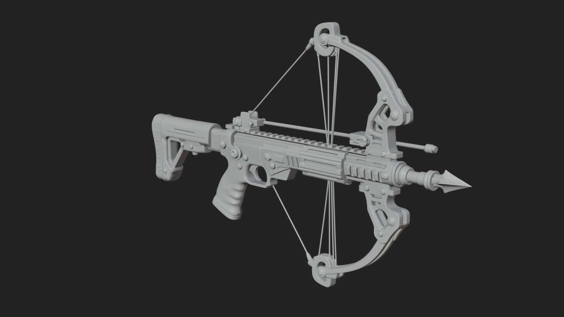Tactical Scoped Crossbow Model Design 9 3D Print Model 3D Model
