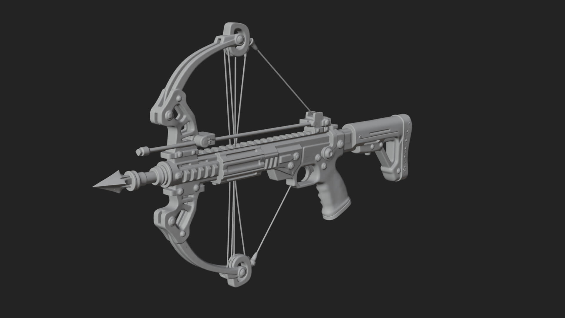 Tactical Scoped Crossbow Model Design 9 3D Print Model 3D Model