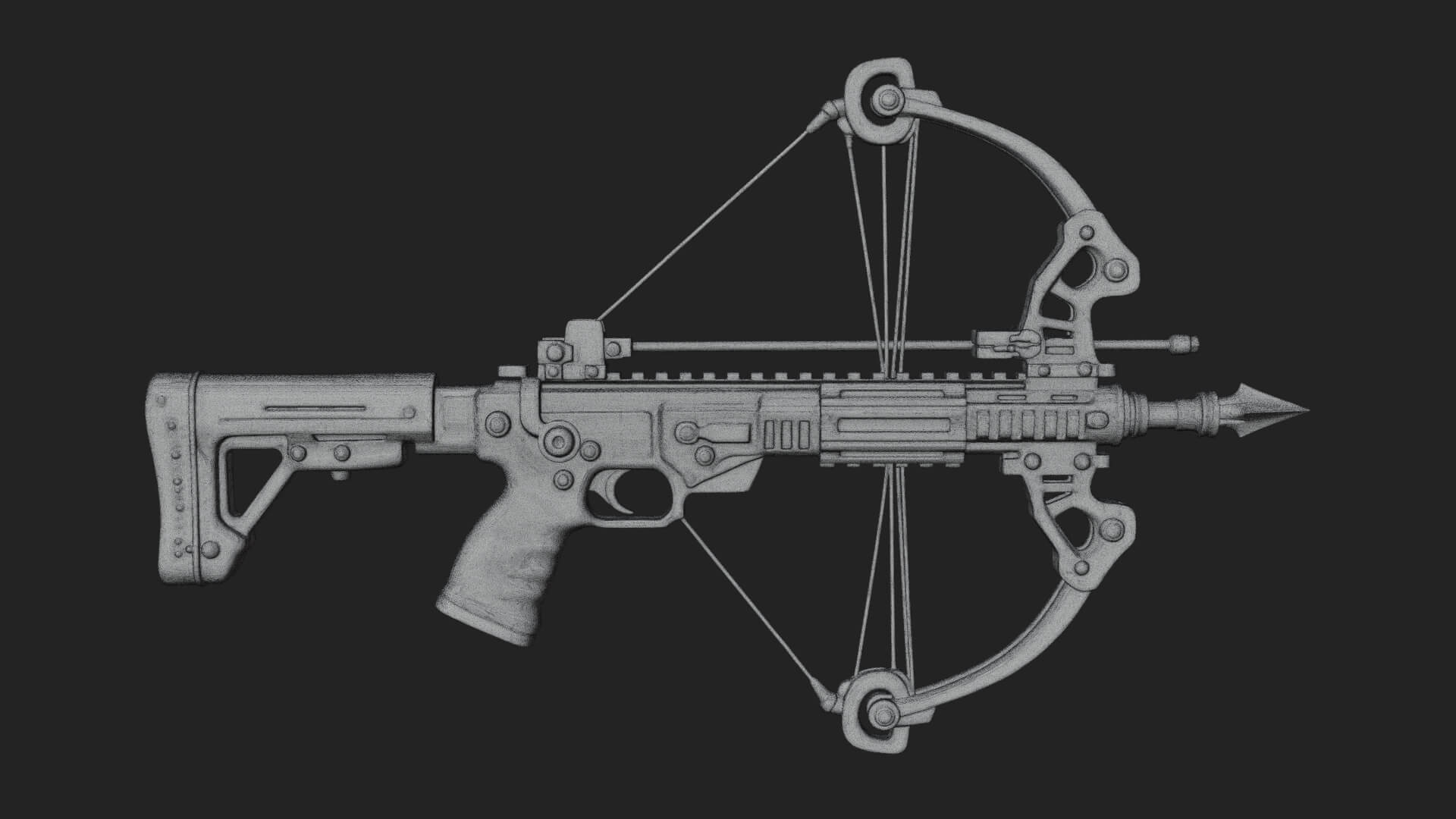 Tactical Scoped Crossbow Model Design 9 3D Print Model 3D Model