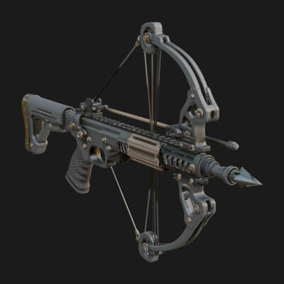 Tactical Scoped Crossbow Model Design 9 3D Print Model