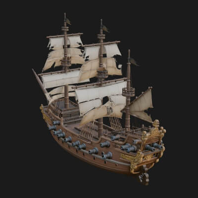 Tall Sailing Ship Model Design 16 3D Print Model
