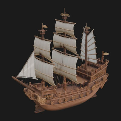Tall Sailing Ship Model Design 21 3D Print Model
