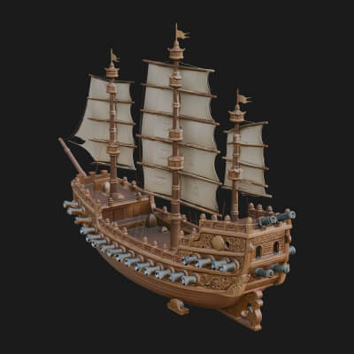 Tall Sailing Ship Model Design 28 3D Print Model