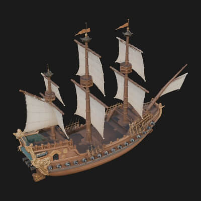 Tall Sailing Ship Model Design 4 3D Print Model
