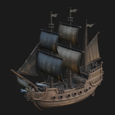 Tall Sailing Ship Model Design 5 3D Print Model