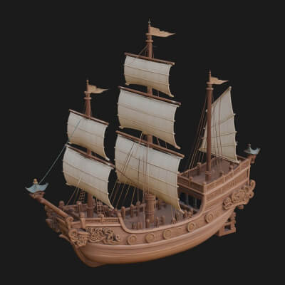 Tall Sailing Ship Model Design 7 3D Print Model