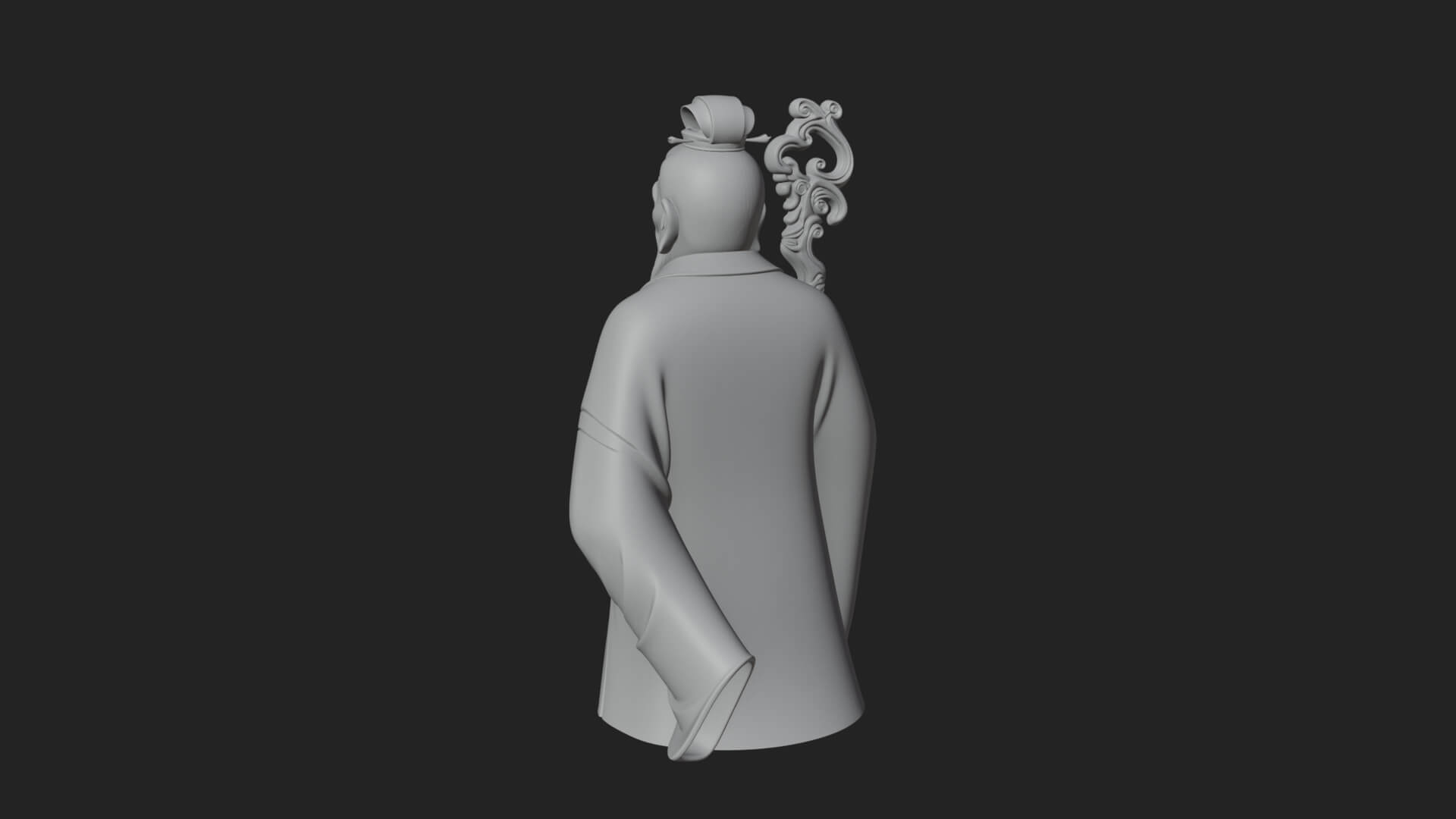 Taoist Elder with Staff Statue Design 1 3D Print Model 3D Model