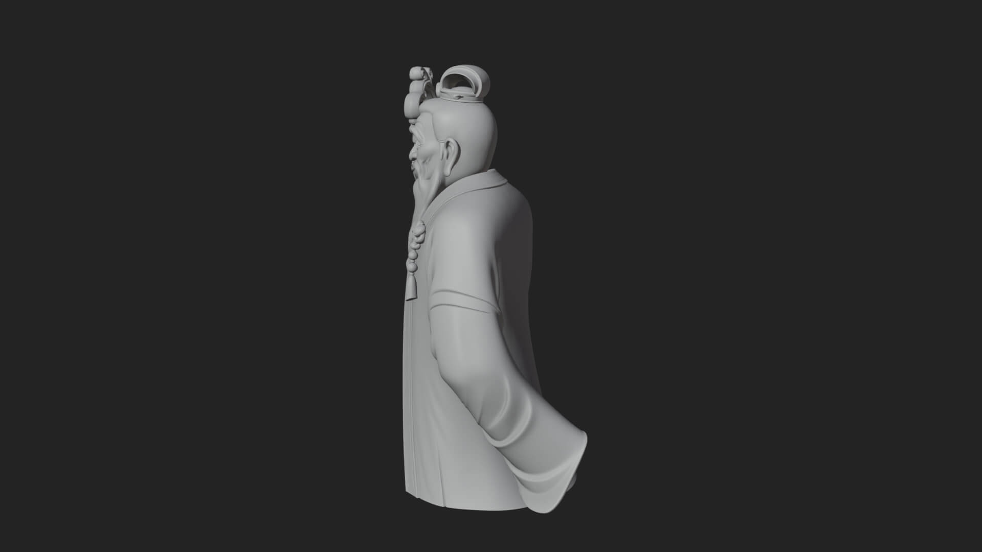 Taoist Elder with Staff Statue Design 1 3D Print Model 3D Model