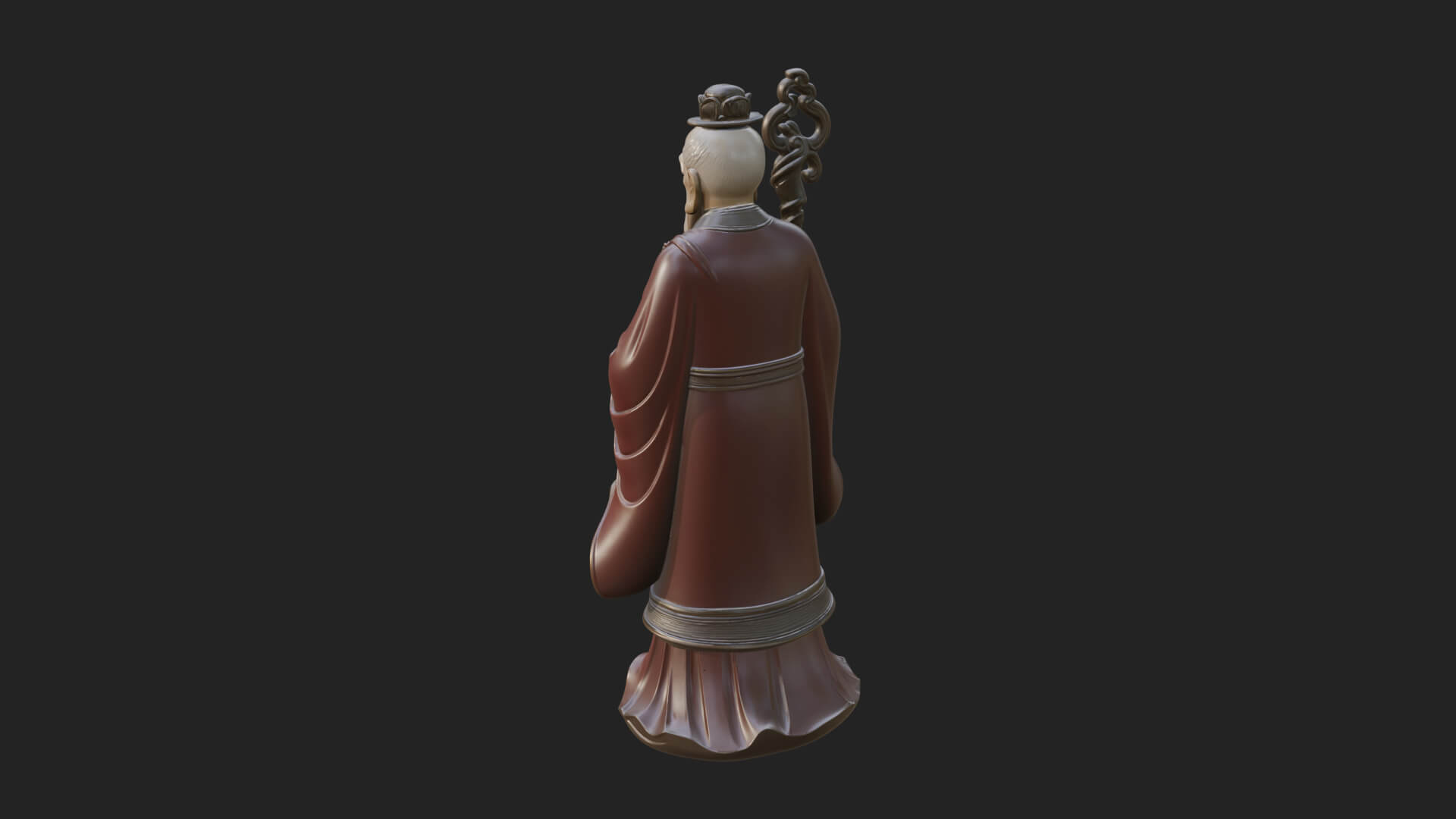 Taoist Elder with Staff Statue Design 2 3D Print Model 3D Model