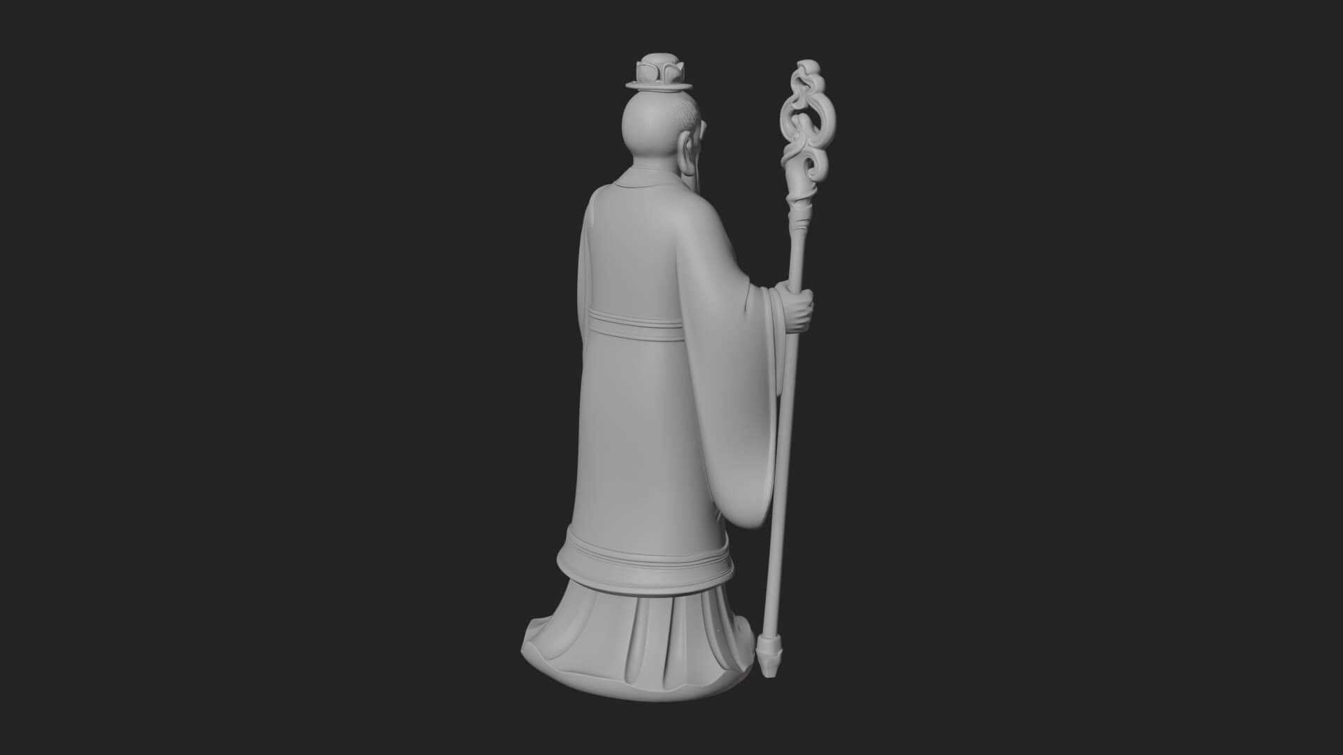 Taoist Elder with Staff Statue Design 2 3D Print Model 3D Model