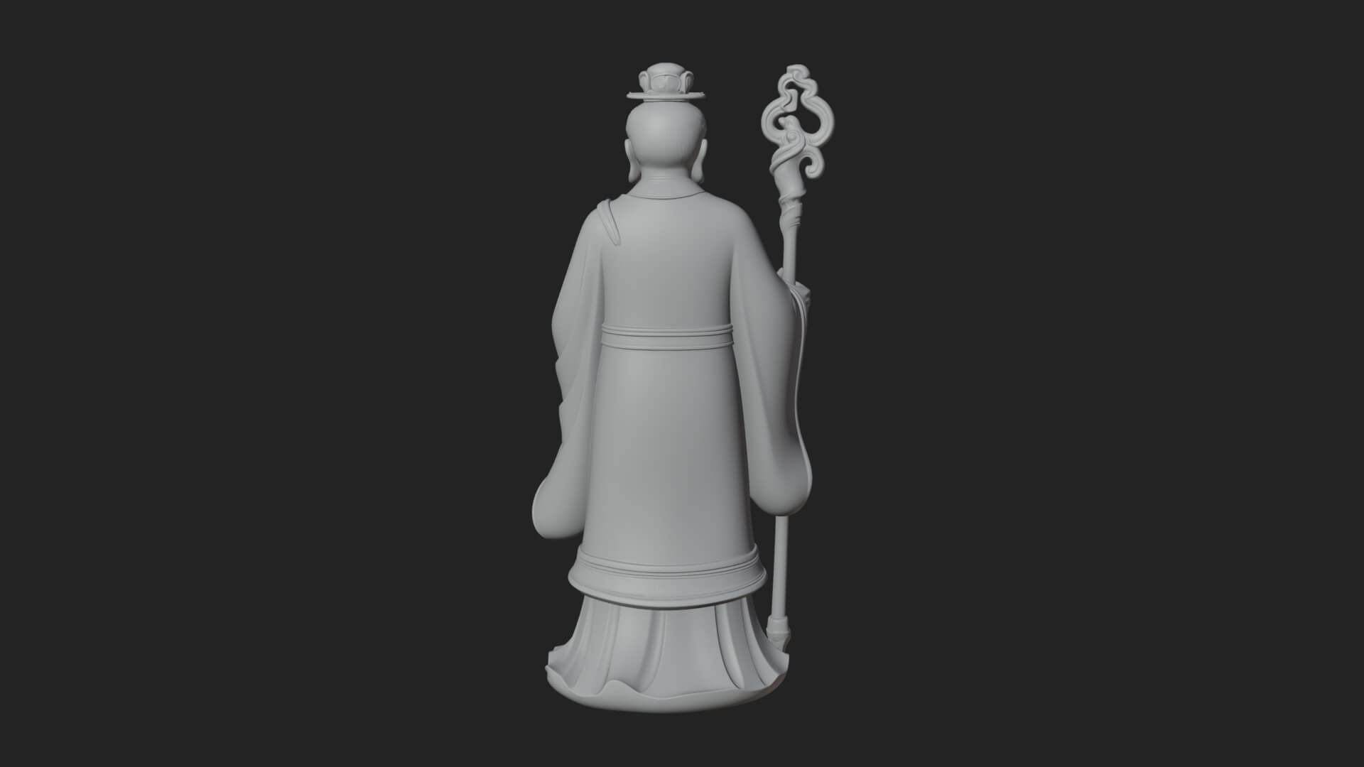 Taoist Elder with Staff Statue Design 2 3D Print Model 3D Model