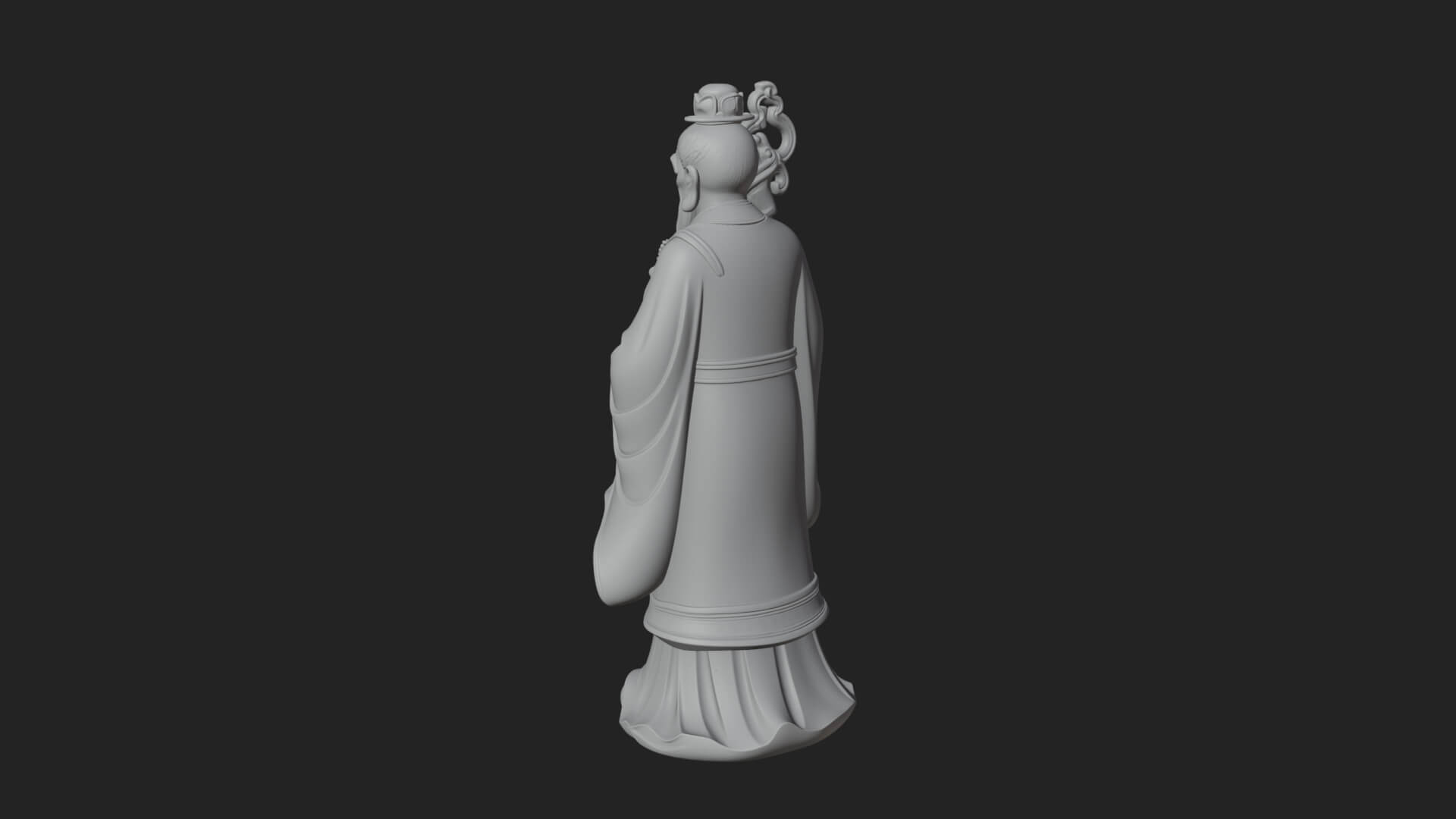 Taoist Elder with Staff Statue Design 2 3D Print Model 3D Model