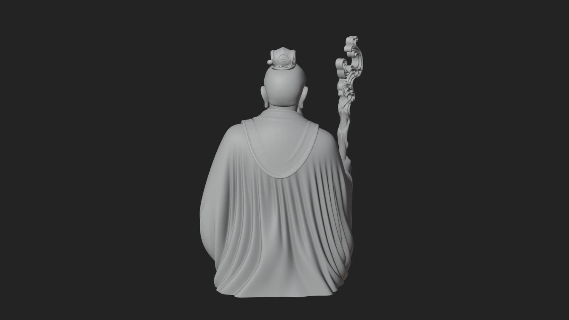 Taoist Elder With Staff Statue Design 3 3D Print Model 3D Model