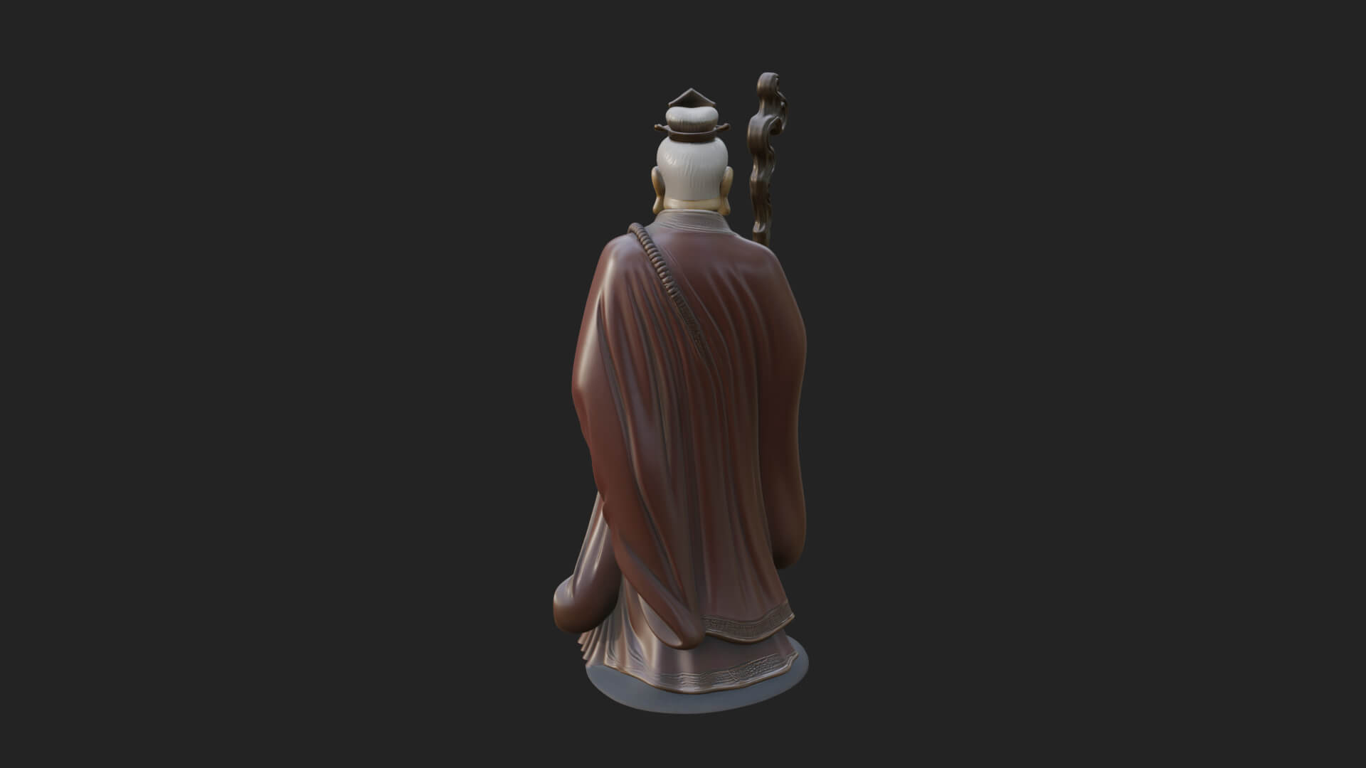 Taoist Elder with Staff Statue Design 4 3D Print Model 3D Model