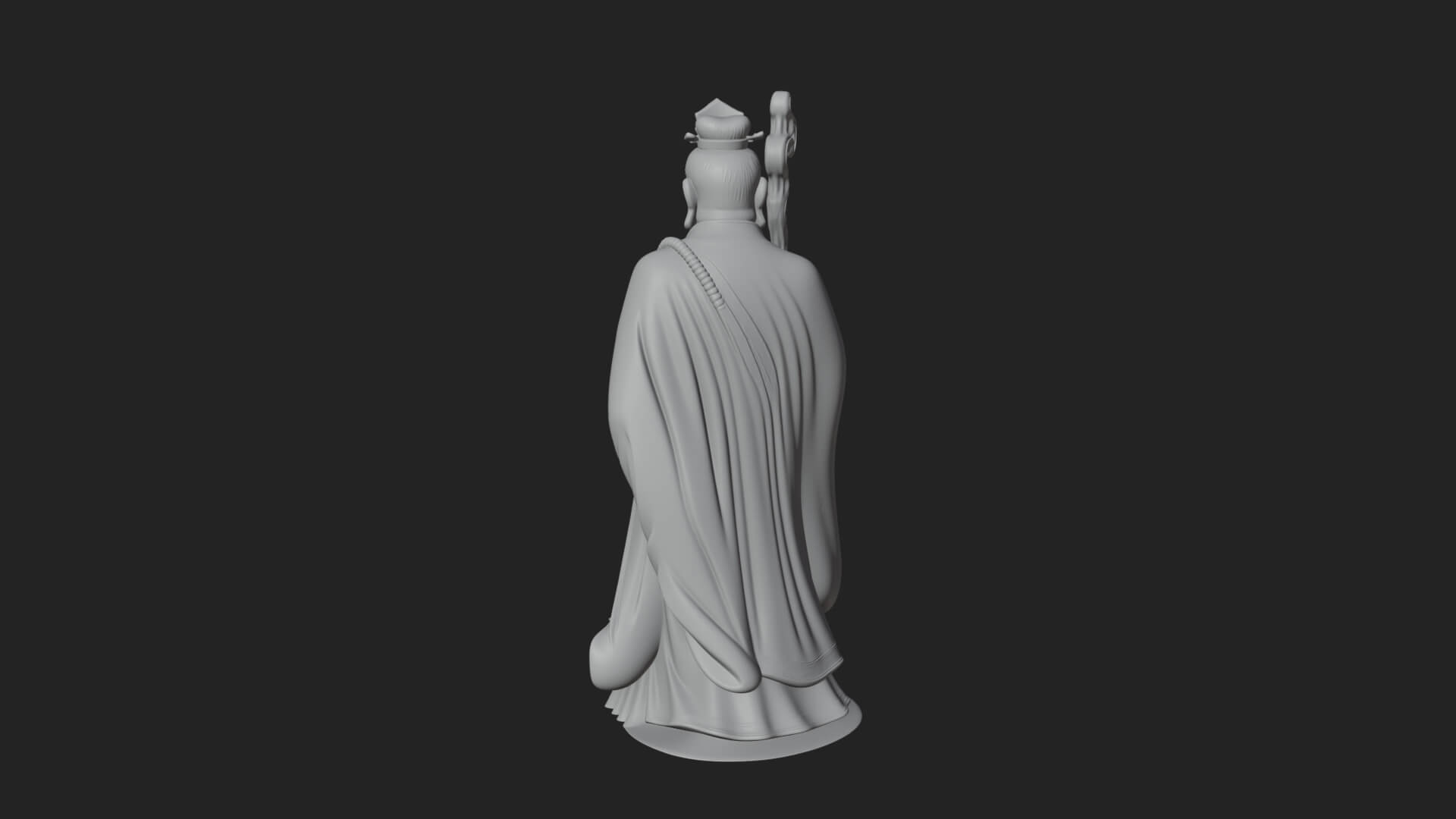 Taoist Elder with Staff Statue Design 4 3D Print Model 3D Model