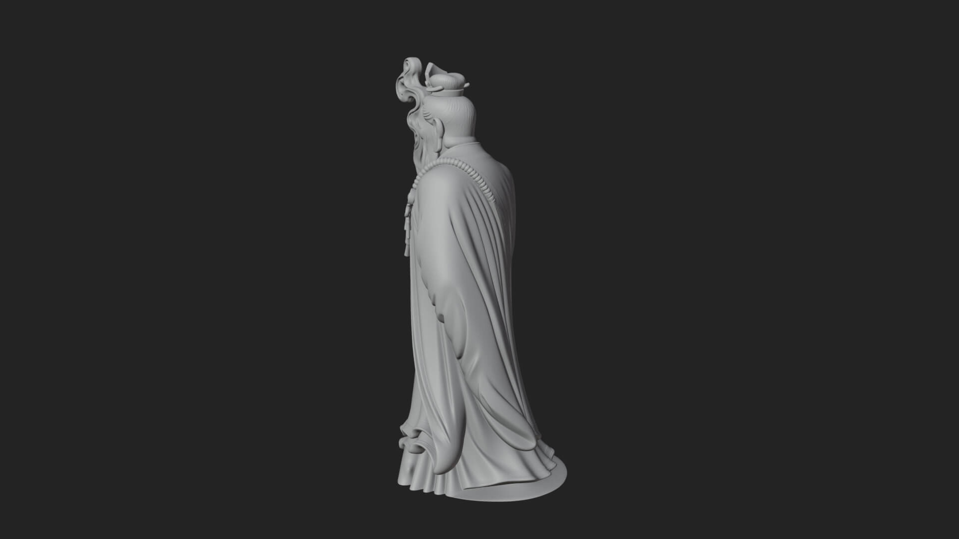 Taoist Elder with Staff Statue Design 4 3D Print Model 3D Model