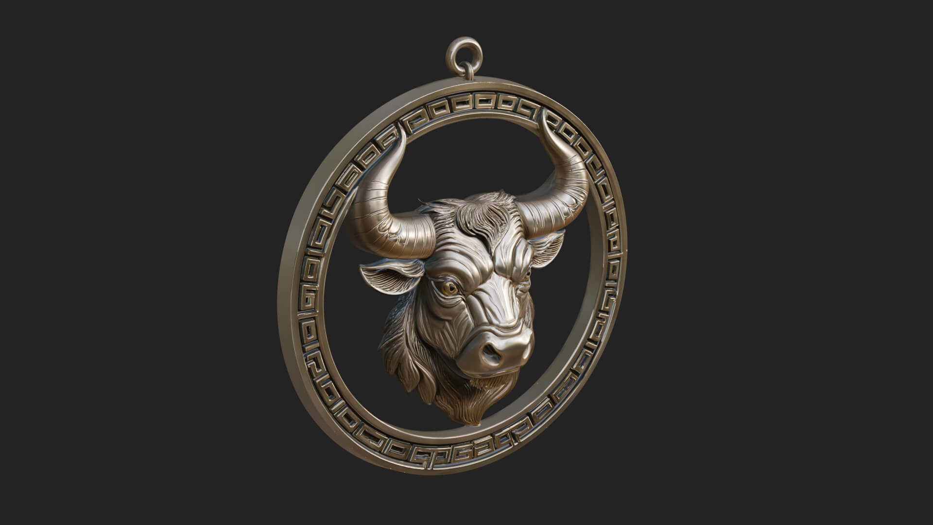 Taurus Zodiac Relief Medallion Pendant Design 5 3D Print Mod 3D Model