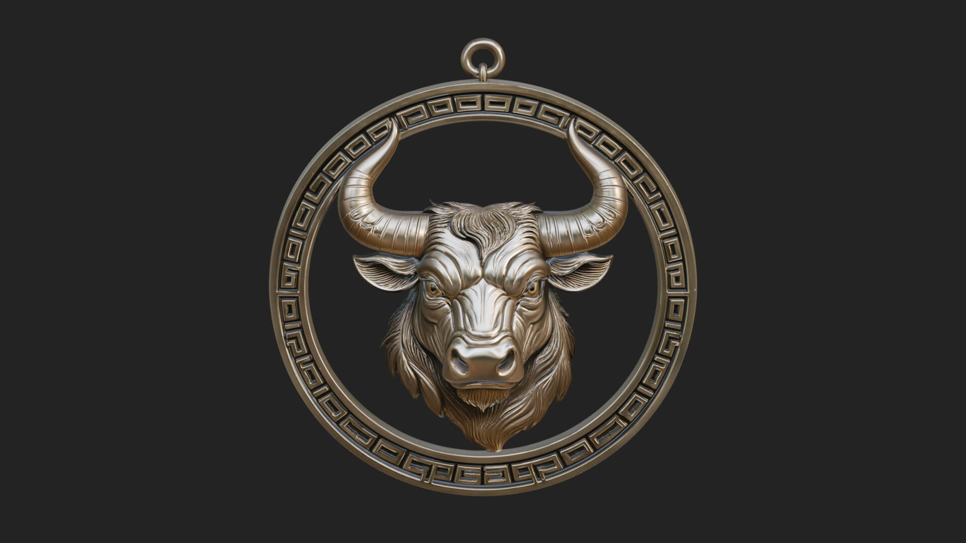 Taurus Zodiac Relief Medallion Pendant Design 5 3D Print Mod 3D Model