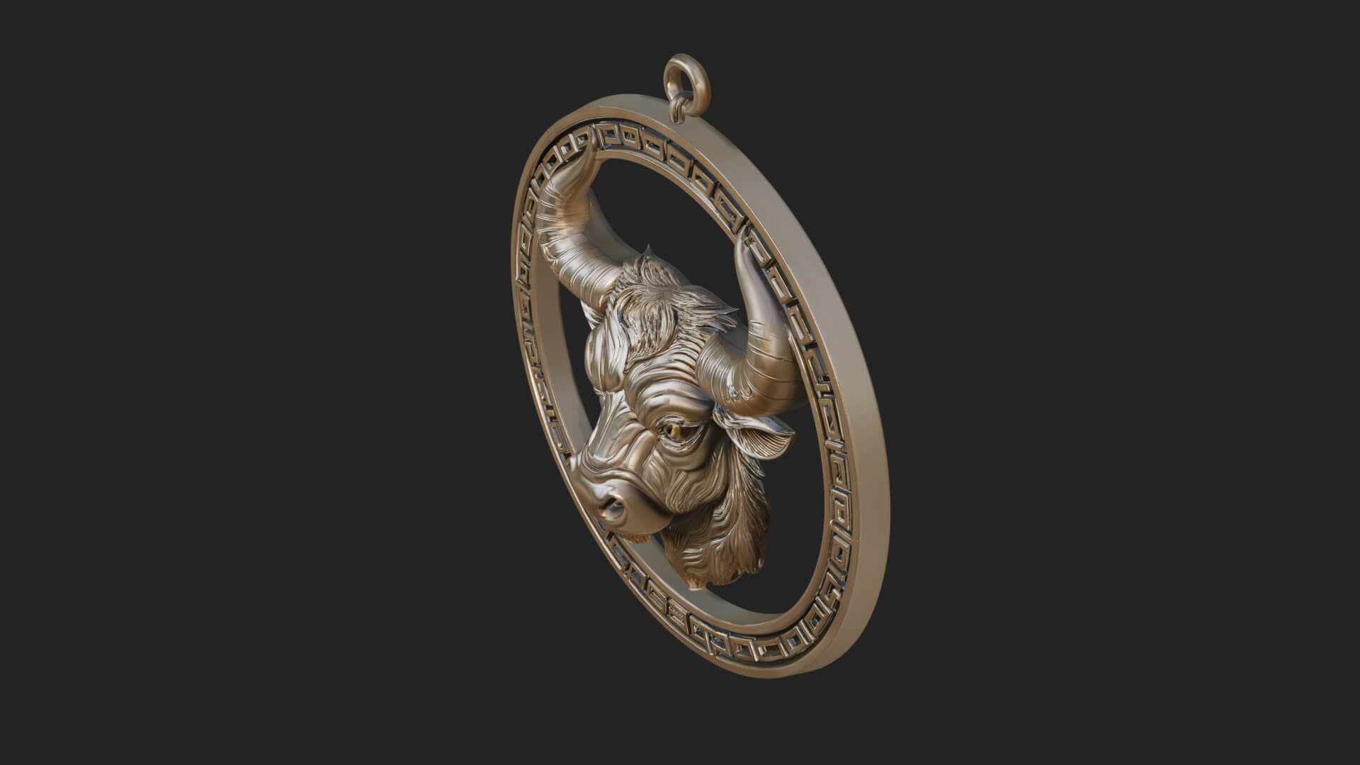 Taurus Zodiac Relief Medallion Pendant Design 5 3D Print Mod 3D Model