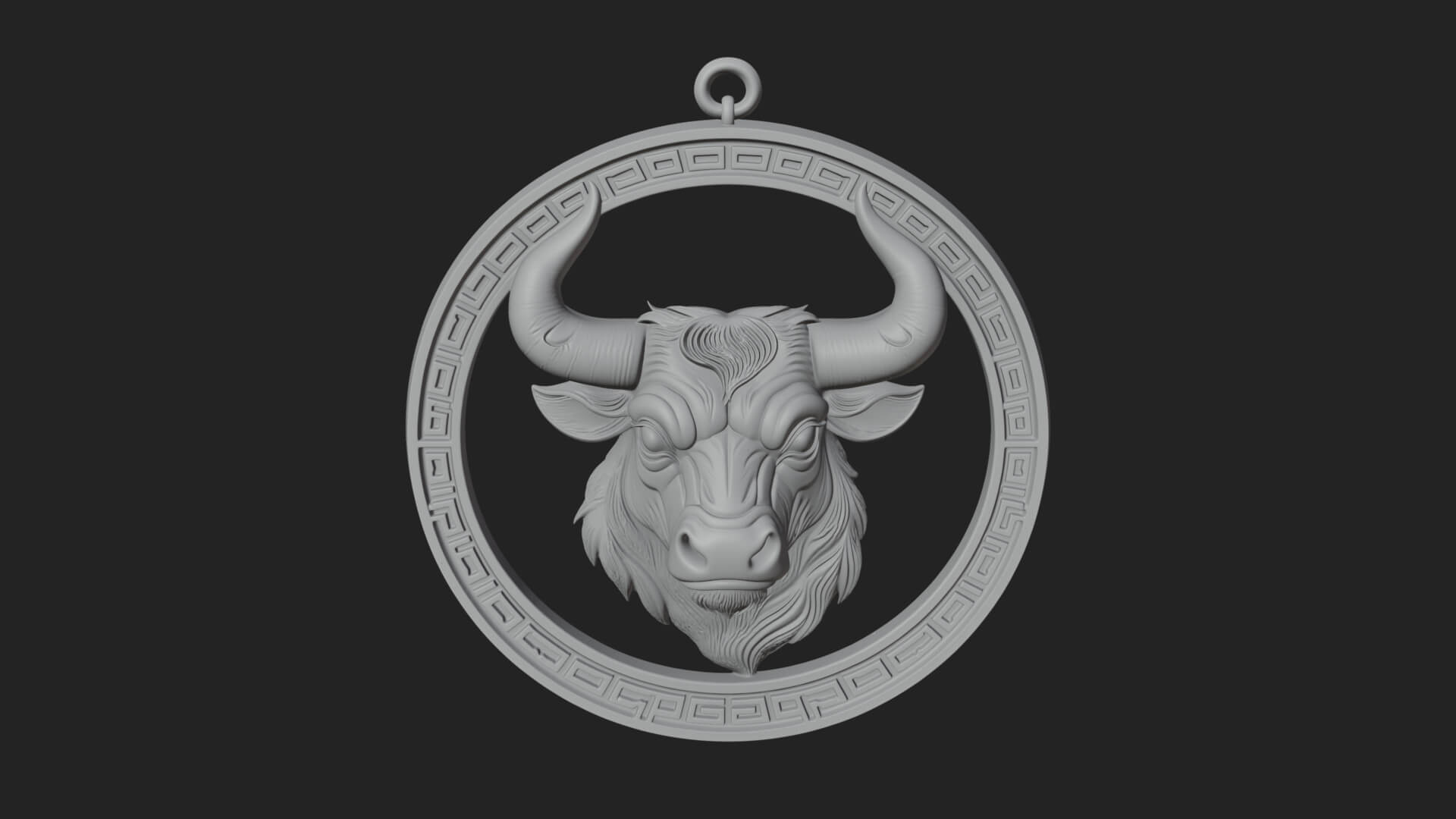 Taurus Zodiac Relief Medallion Pendant Design 5 3D Print Mod 3D Model