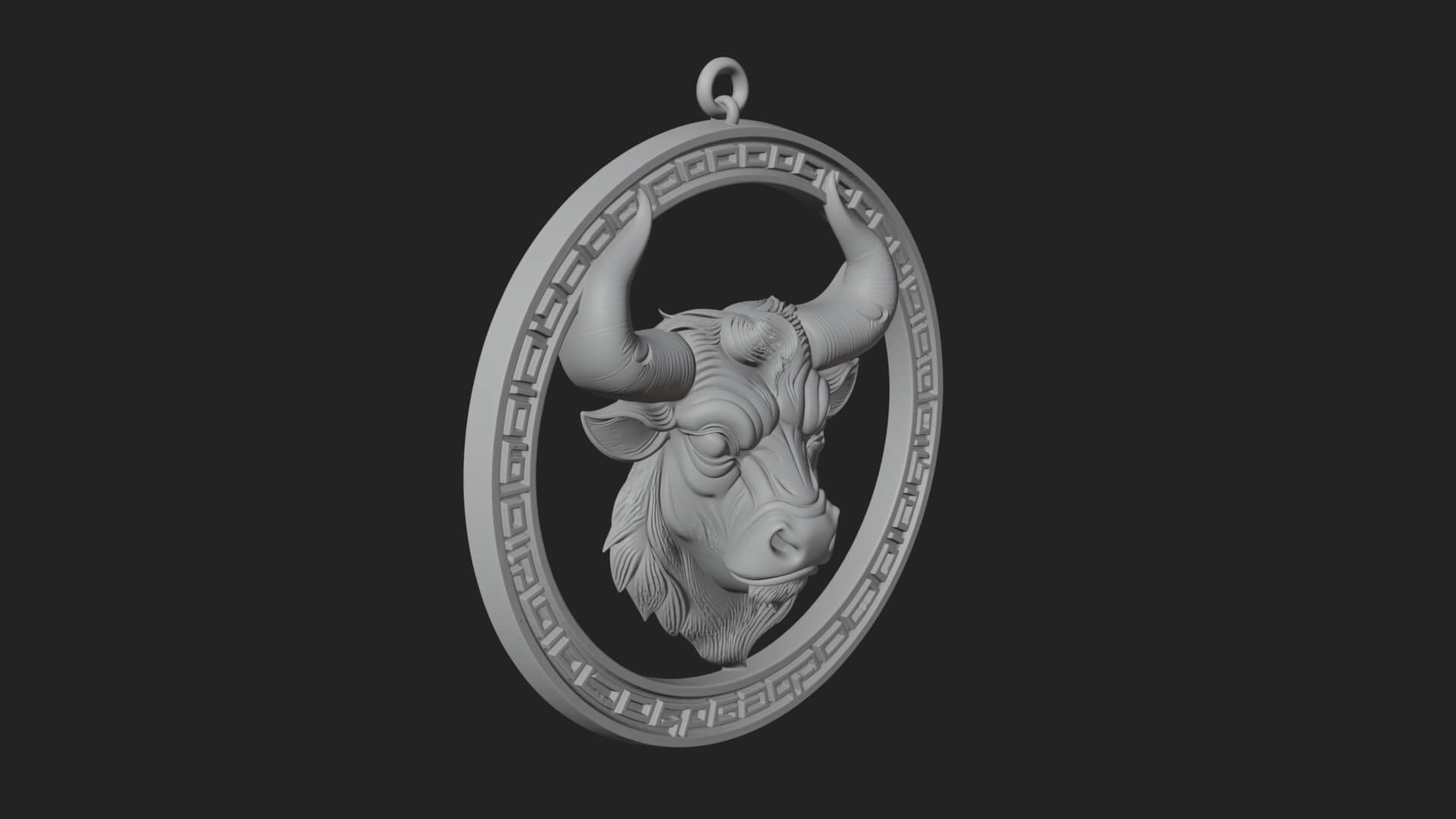 Taurus Zodiac Relief Medallion Pendant Design 5 3D Print Mod 3D Model
