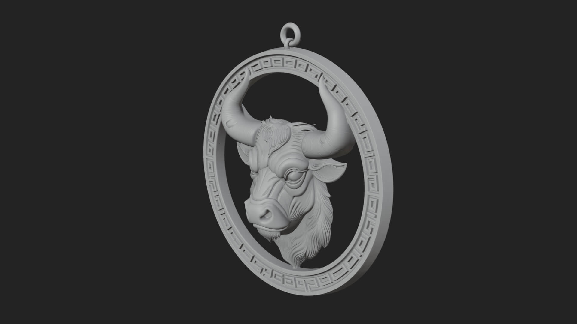 Taurus Zodiac Relief Medallion Pendant Design 5 3D Print Mod 3D Model